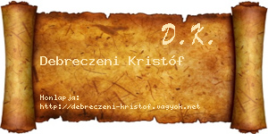 Debreczeni Kristóf névjegykártya